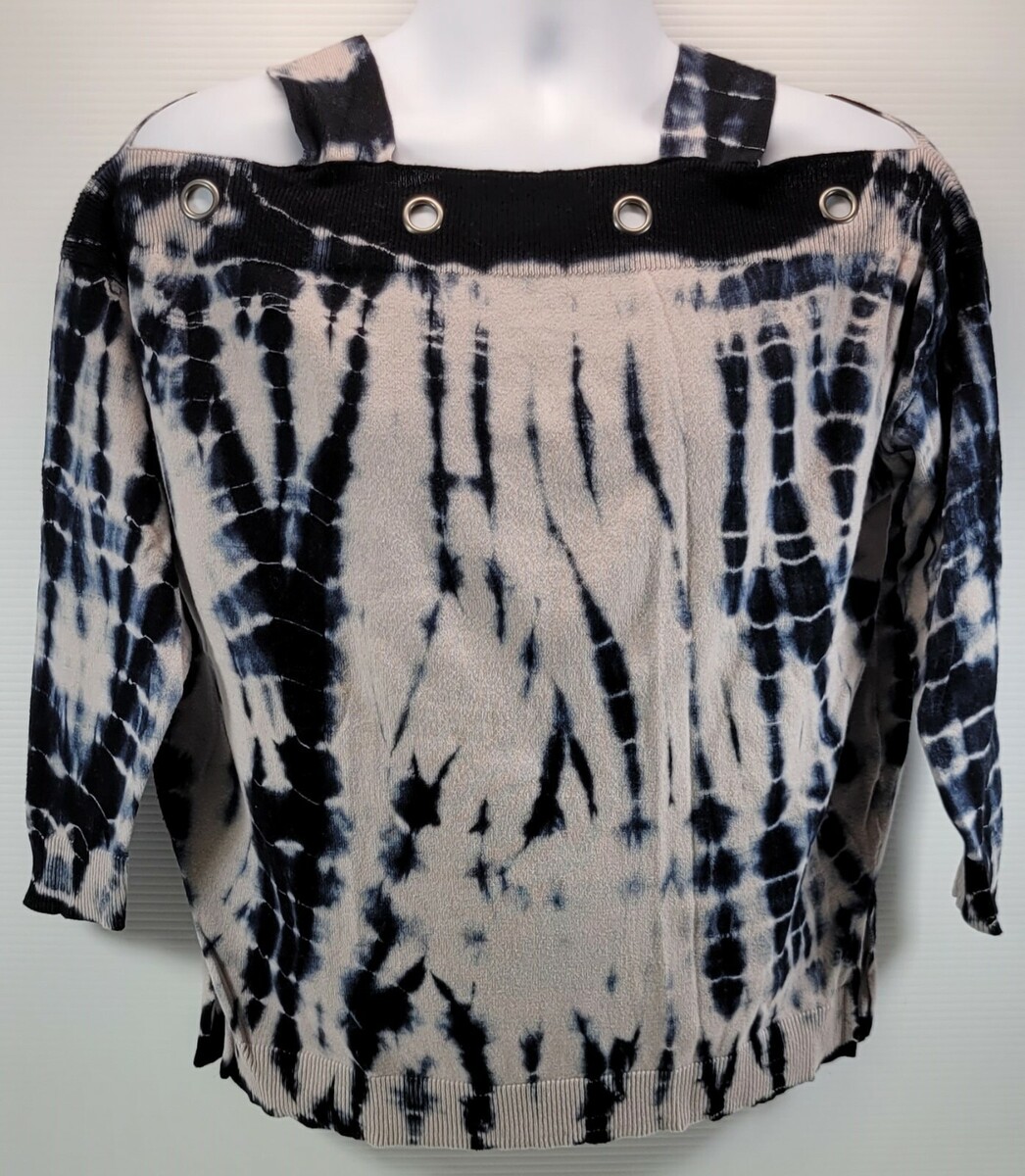 MM) Women&#39;s Rock &amp; Republic Cold Shoulder Shirt Blue Gray Medium - $14.84