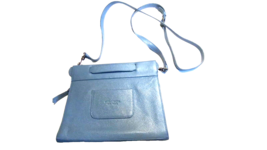 Min &amp; Mon Crossbody Purse Blue Pebbled Leather Lined Octopi Print Rainbo... - $109.00