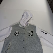 New Look Varsity Jacket #23 Youth Gray & White Snap Buttons Hoodie Size Large image 13