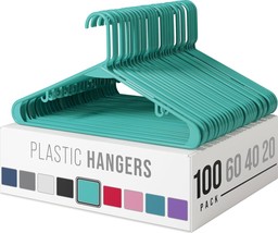 Plastic Hangers 100 Pack Aqua - Clothes Hangers - Makes The - £62.77 GBP