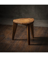 Walnut wood small three legged stool - Flat seat - Handmade - Natural fi... - $236.35 CAD
