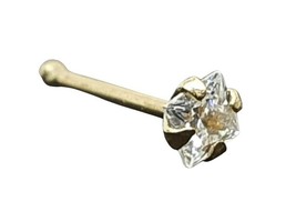 Gold Nose Stud 9Ct Gold 2.0mm CZ Square Cut Crystal 22g (0.6mm) Ball End Stud - £16.81 GBP