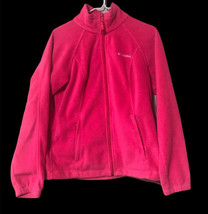 Columbia Full Zip Fleece Jacket Women Medium M Dark Pink Camping Hiking Casual - £29.07 GBP