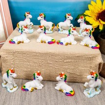 Rainbow Mane Unicorns 2&quot;H Miniature Figurine Set of 12 Mare Unicorn Hors... - $39.99