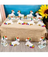 Rainbow Mane Unicorns 2&quot;H Miniature Figurine Set of 12 Mare Unicorn Hors... - $54.86 CAD