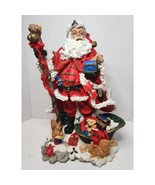 Santa Clause with Christmas Toys Teddy Bear Walking Stick 15 1/2 inches ... - $81.59