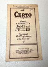 Certo Recipe Booklet Douglas Pectin Corp 1921 Jams Jelly Marmalade 12-Page - $9.00