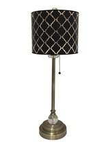 Royal Designs, Inc. Antique Brass 28&quot; Buffet Lamp with Crystal, Includes Black M - £96.29 GBP