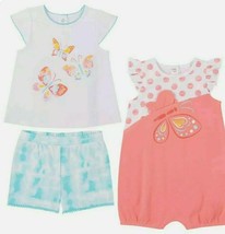 Kids Headquarters ~ Three (3) Pc. Butterfly ~ Romper Set ~ Girl&#39;s Size 18 Months - £17.65 GBP