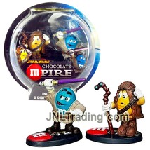 Yr 2005 Star Wars Chocolate M&amp;M Mpire Figure Chewbacca And Mace Windu With Base - $34.99