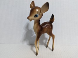 Vintage Hard Plastic Deer Figure Long Legs Big Blue Eyes Hong Kong Bambi - $19.32