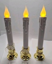 Plastic Window Candle Lot Of 3 White Uses 2 AA Batteries 9.25&quot; Tall - £3.70 GBP