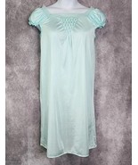 Vintage Blue Nightgown Nylon Knee Length Light Aqua Gown Size Medium Lace - $379.80 MXN