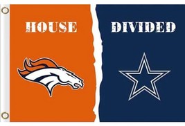 Denver Broncos and Dallas Cowboys Divided Flag 3x5ft - £12.78 GBP