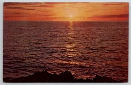 Sylvan Beach NY Golden Waters At Even-Tide Sunset Sunrise On Ocean Postcard D37 - £4.72 GBP