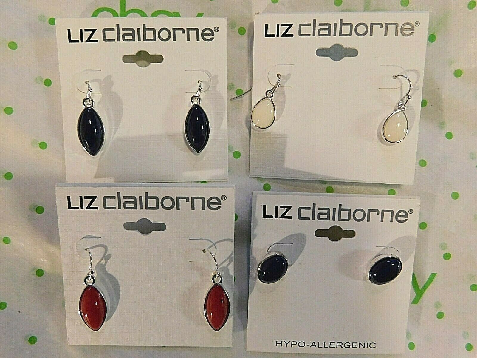 Liz Claiborne Women's Silver Tone Drop & Stud Earrings 4 Pair All NEW - $35.61