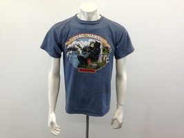 Bear Naked Fishing Funny Graphic T Shirt Men&#39;s Medium Blue Cotton Tee - £7.75 GBP