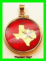 Texas - Unique Enamel Colored Statehood Quarter In .925 cc Sterling Pend... - $29.69