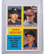 1984 Topps Nolan Ryan, Steve Carlton &amp; Gaylord Perry 1983 Highlights Bas... - $15.00