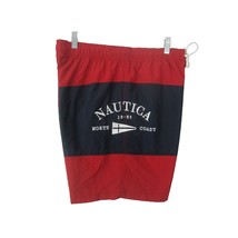 Nautica Men swim trunks vintage colorblock red navy white embroidered sz... - £15.56 GBP