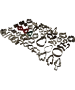 Metal Cookie Cutters Assorted Vtg Lot 43 Teapot Cat Rabbit Leaf Bell App... - $33.87 CAD