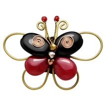 Elegant Nature Red &amp; Black Stone Butterfly Statement Ring - £10.35 GBP