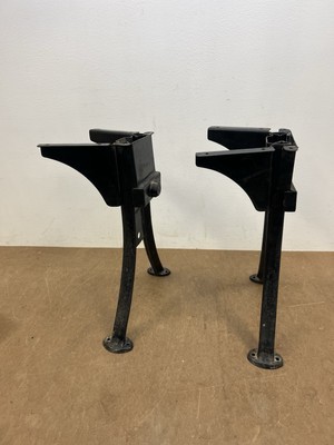 Vintage Industrial TABLE LEGS adjustable steel black metal ends desk cha... - $39.99