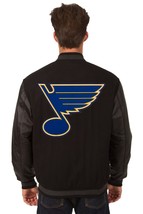 NHL St Louis Blues Wool Leather Reversible Jacket Front Patch Logos Black JHD - £173.05 GBP