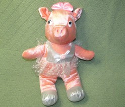 Ballerina Pig Plush 15" Tb Trading Silver Tutu Stuffed Animal Plastic Eyes Toy - $9.45