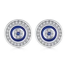 Kaletine Lucky Earring 925 Silver Stud Earrings For Women Blue Crystal Fatima Lu - $21.95