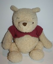 Disney Bean Bag Winnie the Pooh Bear 15&quot; Cream Pink Mauve Vest Plush Stu... - £34.80 GBP
