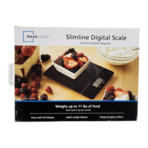 Mainstays Slimline Digital Scale LCD Display Up/11 lbs Glass Surface New Boxed - £6.85 GBP