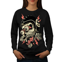 Wellcoda Biker Head Face Skull Womens Sweatshirt, Death Casual Pullover Jumper - £23.10 GBP+