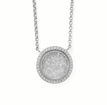 1Ct Round Dancing Diamond Halo Circle Pendant Rolo Necklace 14k White Gold Over - £115.36 GBP