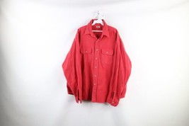 Vintage 90s Five Brother Mens 2XL XXL Faded Chamois Cloth Button Shirt Red USA - £35.00 GBP