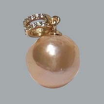 Genuine 11mm Edison Natural Peach Rose Pink Round Cultured Pearl Classy Pendant - £64.15 GBP