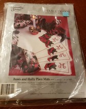 Something Special Counted Cross Stitch Christmas Bows & Holly Placemats Kit New - $19.79