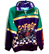 Go Fast Hot Rod Experience Vintage 90s Purple Bang Green Pullover Windbr... - £37.41 GBP