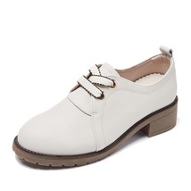 2021 HOT Genuine Leather Women Oxford Shoes Women Retro Style Thick Heels Flats  - £47.85 GBP