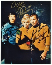 Star Trek Cast Signed Photo X3 - William Shatner, L. Nimoy, G. Lee Whitney w/COA - $589.00