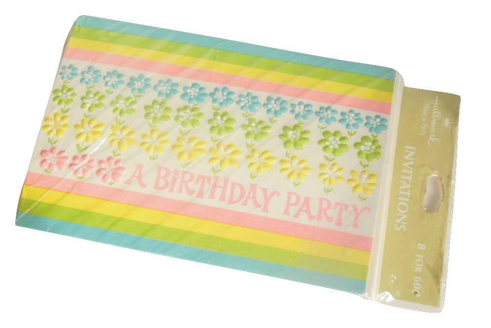 Vintage Hallmark Birthday Party Invitation Cards Flowers Retro Pastels - $9.95