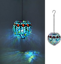 Hanging Solar Lanterns Mosaic Solar Lights with Hook Up Outdoor Solar Ga... - $76.73