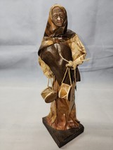 Vintage Mexican Folk Art Paper Mache Sculpture Old Woman Holding Round Boxes - £22.46 GBP