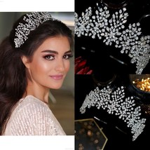 ASNORA New Fashion Crystal Crown Bridal Headdress CZ Pageant Crown Headband Wedd - £115.08 GBP