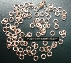Light Rose gold plate open jump rings 3mm dia. round wire  22 ga 100 pcs FPJ034 - £1.51 GBP