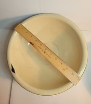 Vintage Enamel Mixing Bowl Cream with Green Trim 12" wide image 3