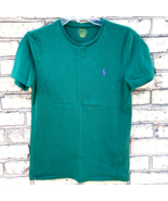 Polo Ralph Lauren Men&#39;s S Custom Slim Fit Green T-Shirt Cotton Purple Logo - £11.59 GBP