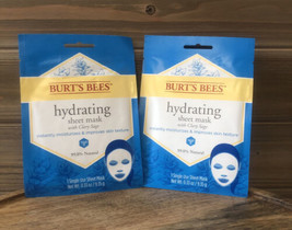 2 Burt&#39;s Bees Hydrating Sheet Mask With Clary Sage - Single Use (Lot of 2) - £6.12 GBP