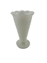 Vintage Hobnail White Milk Glass Flower Vase Pressed Bubble Dots Dashes ... - $14.77