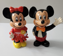 Vintage Mickey &amp; Minnie Mouse Plastic Bank Set Walt Disney lot of 2 - £16.92 GBP